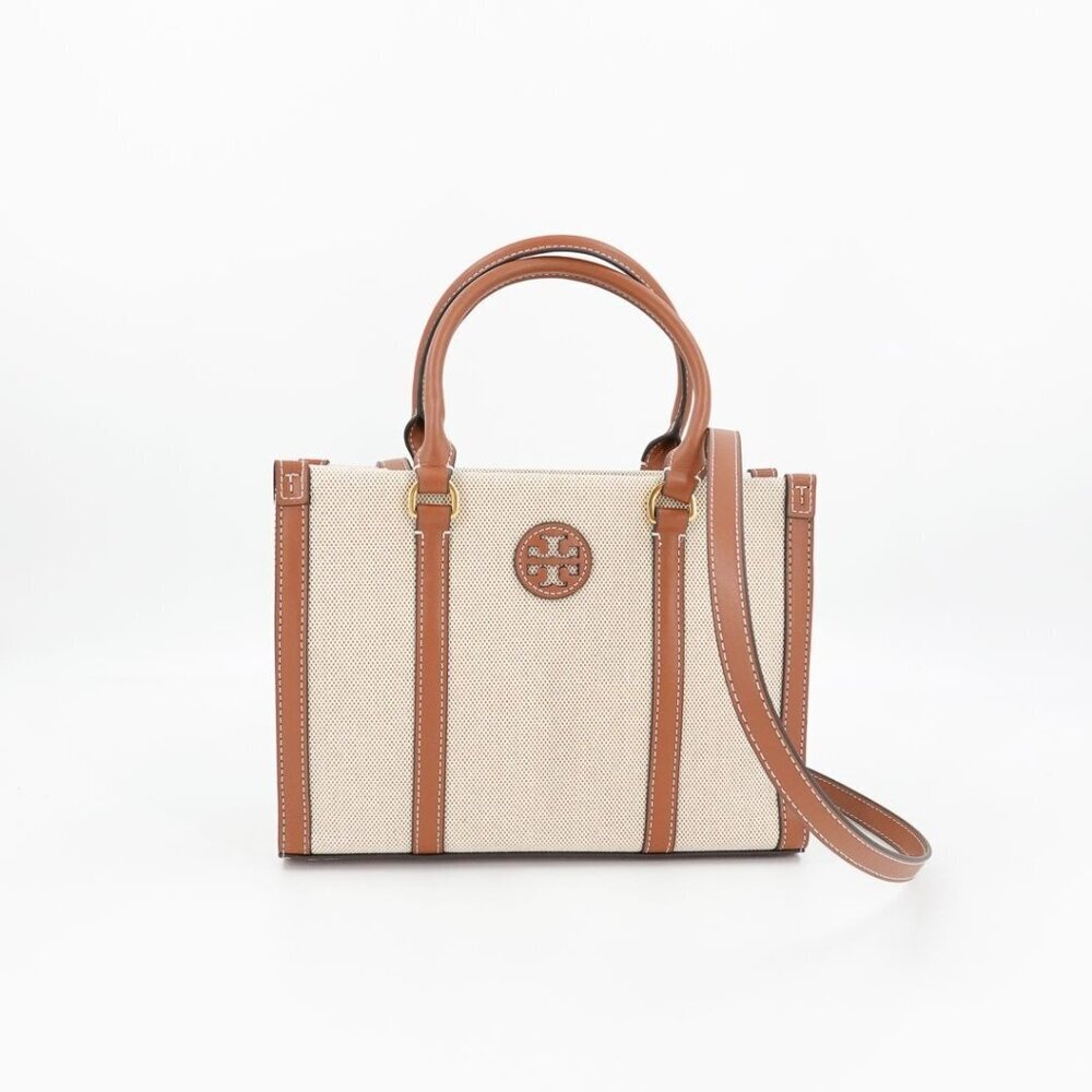 Tory Burch Blake Canvas Small Tote Brown - Picture 12 of 12